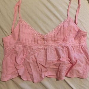Edikted Pink Lace Trim Crop Top